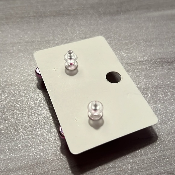 Pink Chrome Heart Earrings - Picture 3 of 3